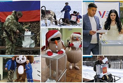На конях, оленях и в костюме песковика: россияне креативно голосовали на президентских выборах