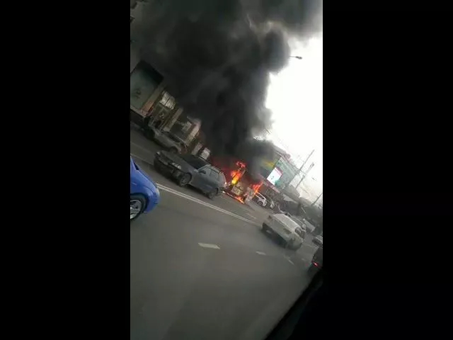В Краснодаре загорелся автобус