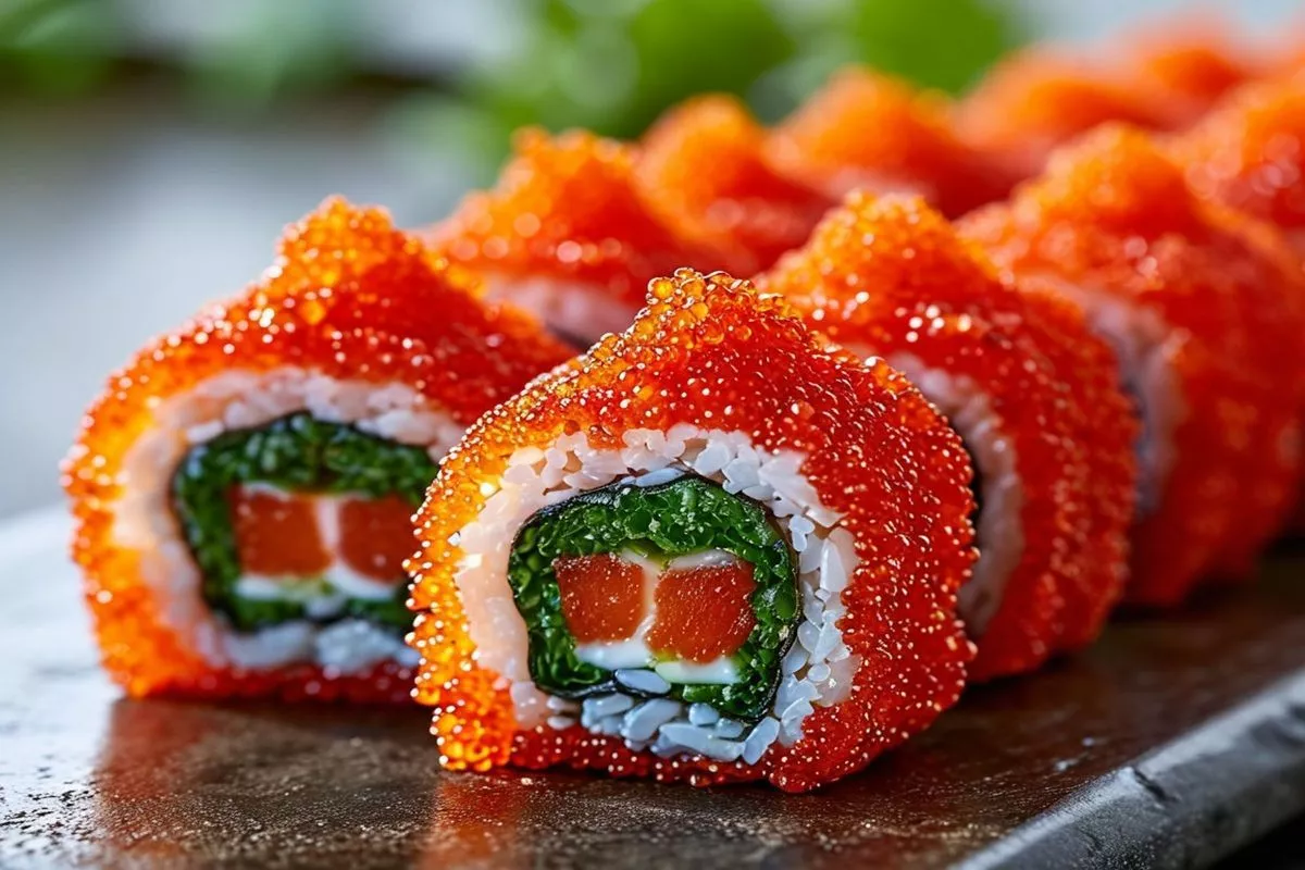 Роллы с икрой летучей рыбы
