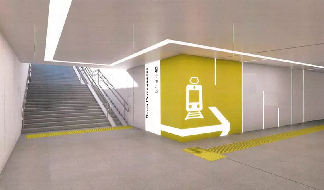 В переходе используют антивандальные материалы, современные методы освещения и навигации.