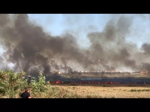 В Анапе горит камыш в плавнях. 19.08.2018