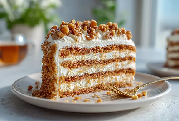 Торт «Мужской идеал» из 80-х: медовые коржи с орехами и варёной сгущёнкой. Нежный, пропитанный и очень вкусный