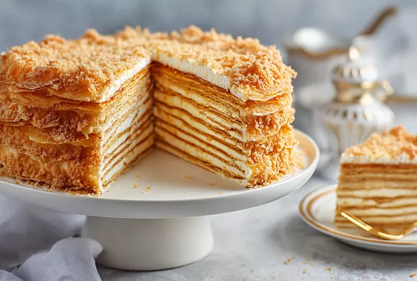 Наполеон из слоёного теста — хрустящий, тающий и мой самый любимый торт