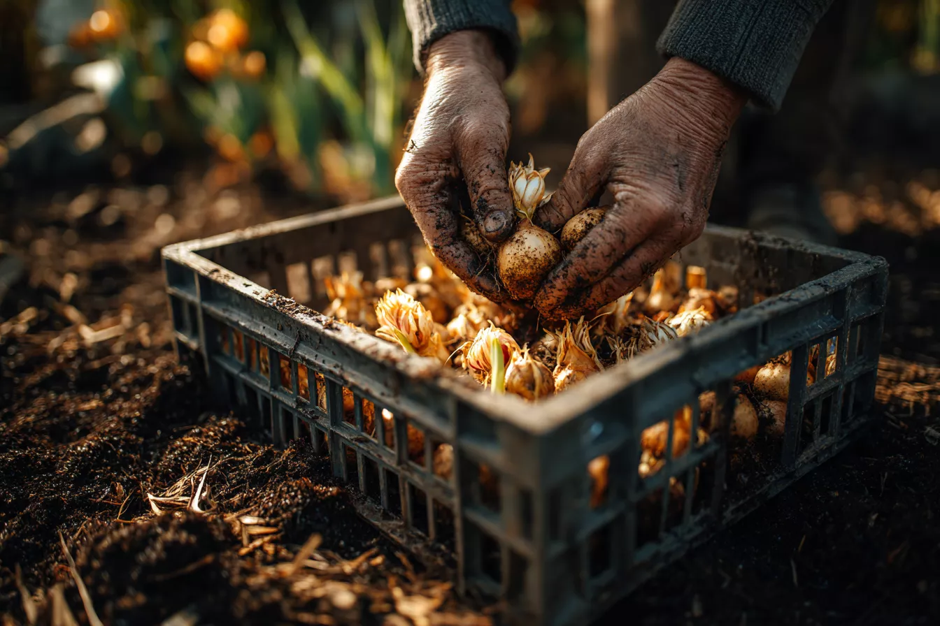 Тюльпаны, которые не уходят «вглубь»: решётчатый ящик держит уровень и бережёт сортовые луковицы