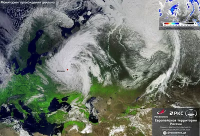 «Роскосмос» показал, как выглядит засыпавший снегом Москву циклон со спутников