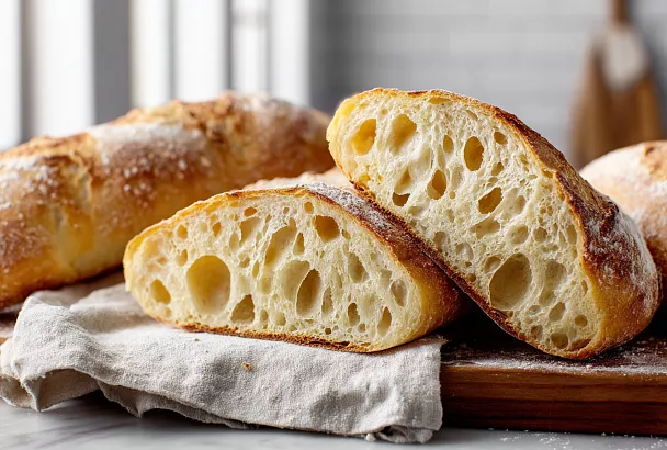 Чиабатта без замеса: самый простой рецепт воздушного хлеба с огромными порами