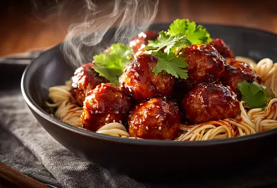 Фрикадельки в азиатском соусе с яичной лапшой: нежные, ароматные и с волшебным вкусом