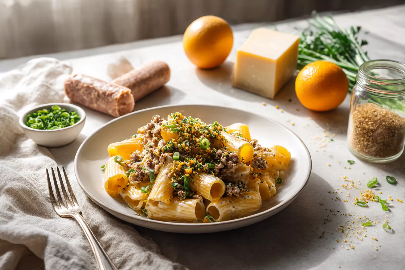 Жарю южную колбаску с яйцами и сыром, добавляю пасту — завтрак карбонара готов за 15 минут!