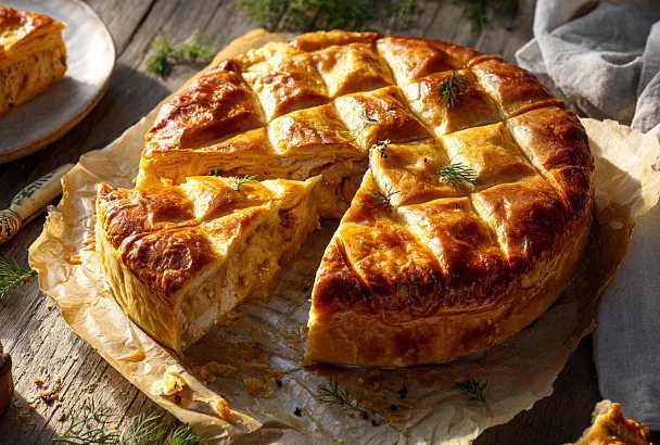 Пышный мясной пирог на кефире: сочный, воздушный и без хлопот