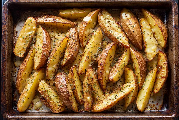 Картофель по-деревенски с сулугуни в духовке