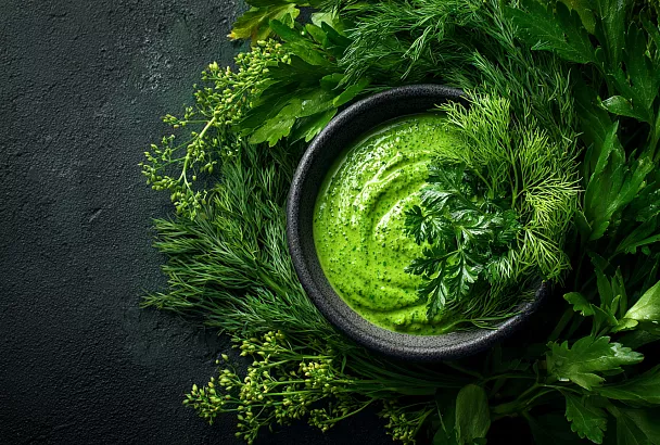 Зелёный соус-пятиминутка: полезная заправка для всего от салата до пасты