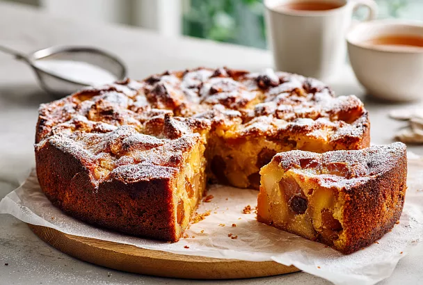 Нежный пирог с курагой и изюмом: хрустящая корочка и мягкий мякиш за 40 минут