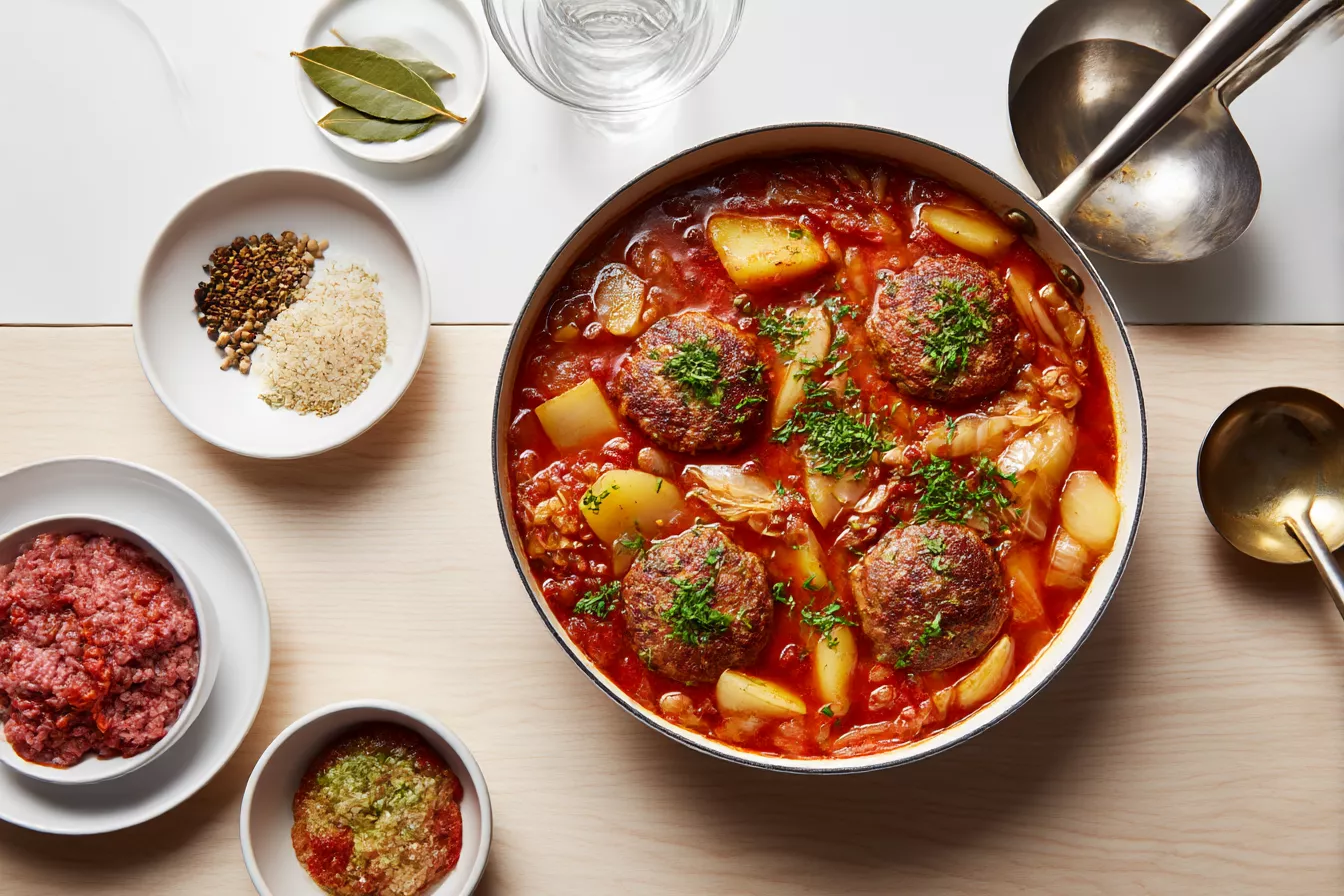 Котлеты не развалятся и картошка останется целой: тушим всё в одной сковороде — и ужин готов