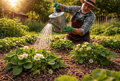 Поливаю клубничку перед цветением этой копеечной подкормкой – ягоды прут на глазах