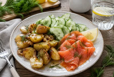 Жарю молодую картошку с луком и чесноком, подаю с неркой: простой вкус настоящего лета