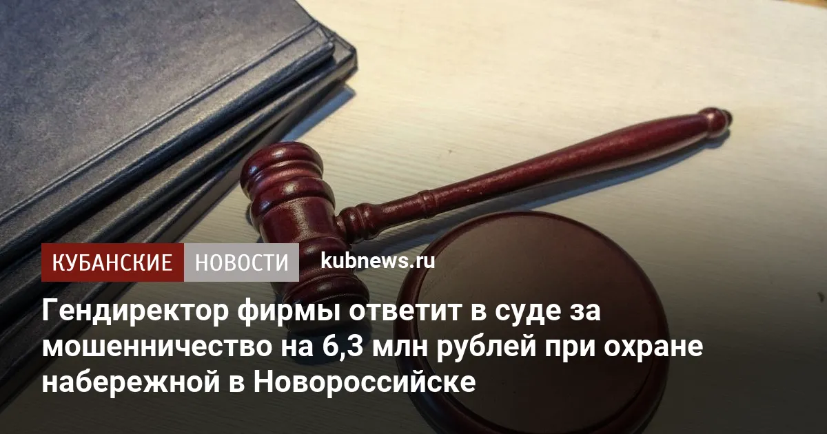 Гендиректор фирмы ответит в суде за мошенничество на 6,3 млн рублей при охране набережной в Новороссийске