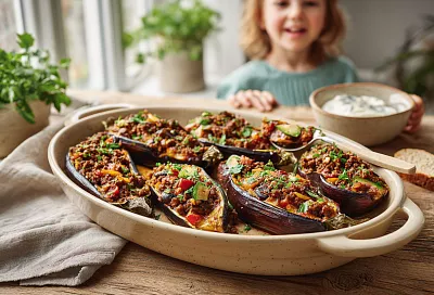 Фаршированные баклажаны с мясом и грибами: сочные, ароматные и тают во рту