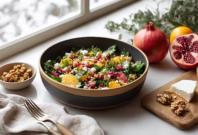 Юлия Высоцкая смешала копчёную утку, королёк и орехи — и получился салат, который будит аппетит на Новый год