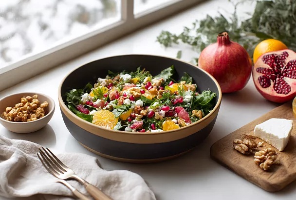 Юлия Высоцкая смешала копчёную утку, королёк и орехи — и получился салат, который будит аппетит на Новый год