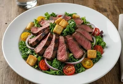 Сытный салат со стейком: как накормить гостей одним блюдом