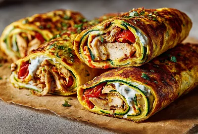 Шаурма на овощном корже из кабачка