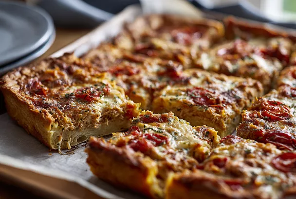 Пирог с тунцом на жидком тесте: проще пиццы и на удивление сытно