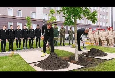 Сафонов и Газинский высадили магнолии в парке военного училища им. С.М. Штеменко