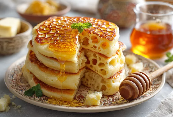 Марокканские мханфар – пышные, воздушные оладьи без яиц и молока, которые тают во рту