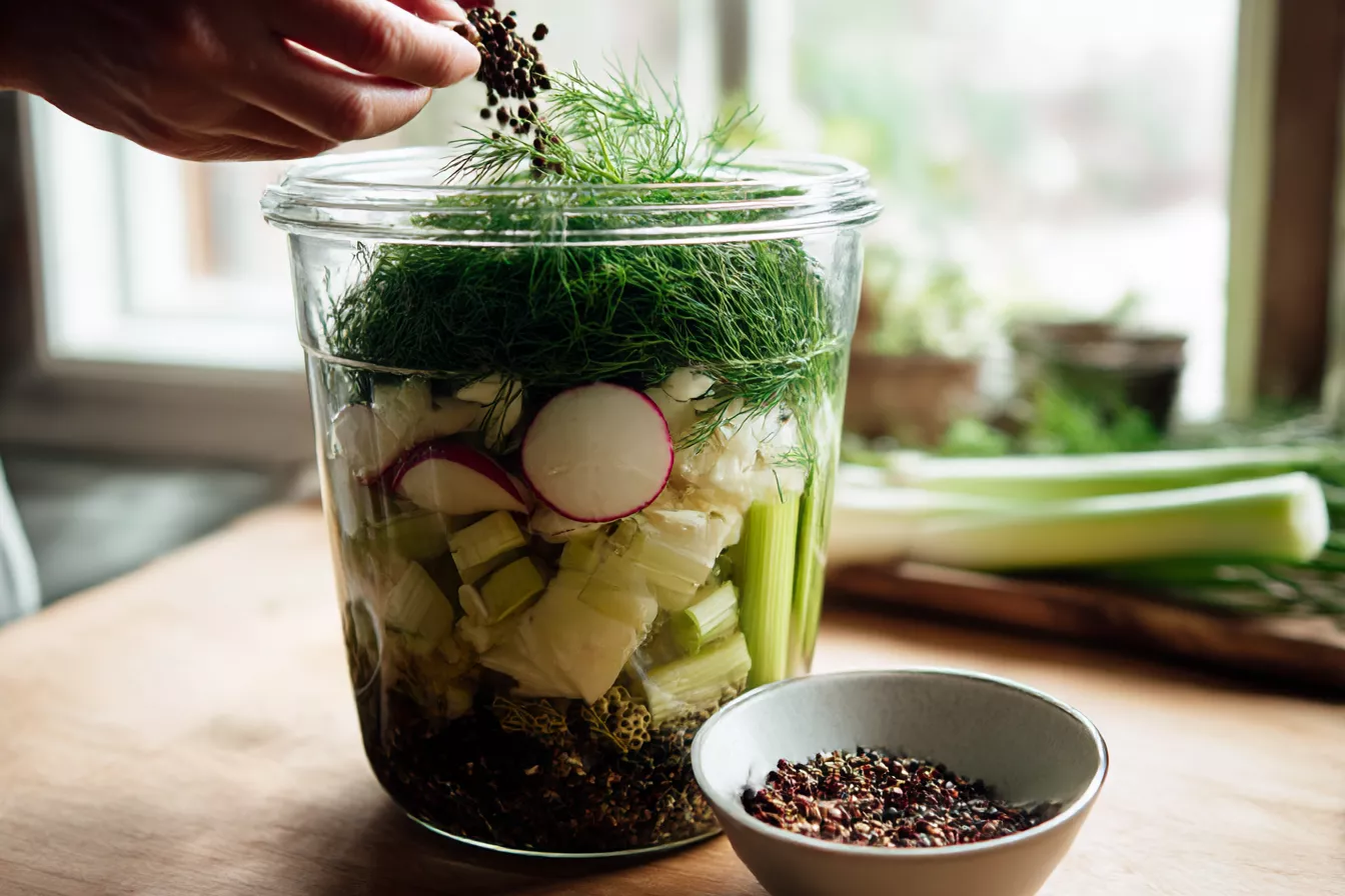 Засаливаю редьку на 10 дней, потом добавляю специи — и через месяц на столе хрустящая корейская редька