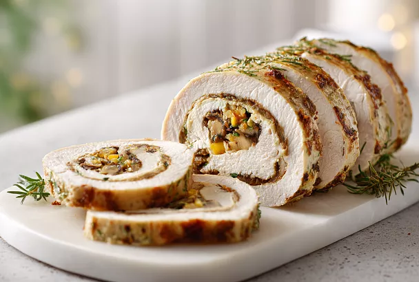 Готовлю мраморный мясной рулет с курицей и грибами: на праздничном столе его разрезали и ахнули от красоты