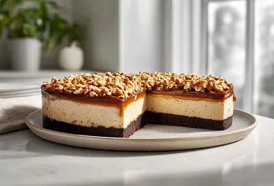 Карамельный чизкейк без выпечки: добавила жареный арахис, и хруст орехов идеально дополнил нежный крем