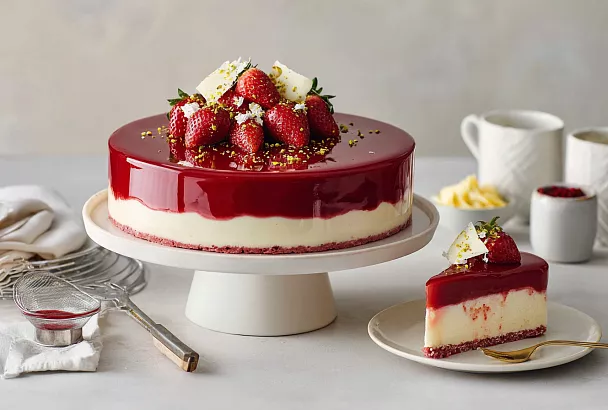 Нежный чизкейк как в кафе: лёгкий вкус без духовки, с краснодарской клубникой и малиной