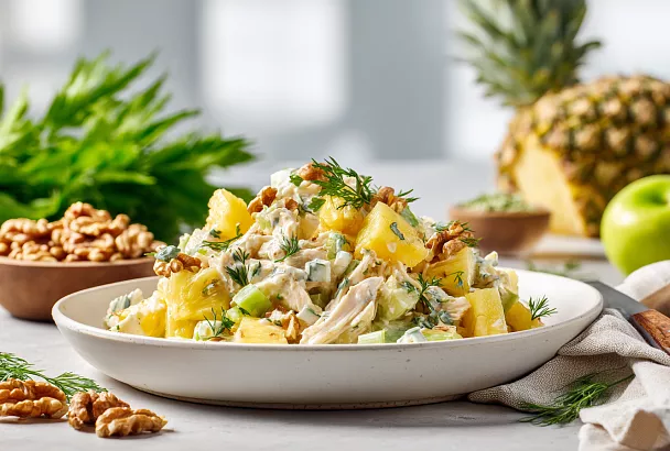 Салат с курицей и ананасом за 15 минут: взрыв вкуса на вашем столе