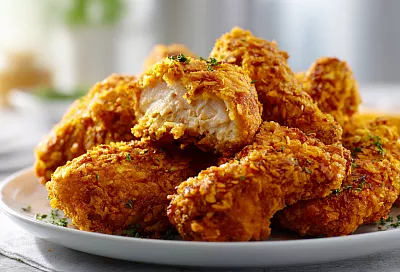 Курица в панировке получилась хрустящей снаружи и сочной внутри: чипсы вместо сухарей изменили всё
