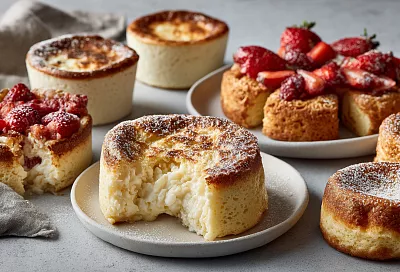 Десерт-чизкейк за 2 минуты в кружке + нежные сырники с творожным сыром + творожные галеты с клубникой – три проверенных хита за 30 минут из одних и тех же ингредиентов