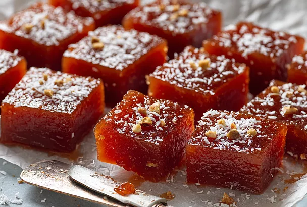 Айвовая джезерие без крахмала: тягучая восточная пастила с фундуком