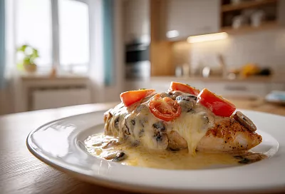 Нежная курица с грибами в сливочном соусе – готовится за полчаса и тает во рту