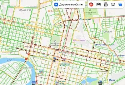 9-балльные пробки сковали дороги Краснодара