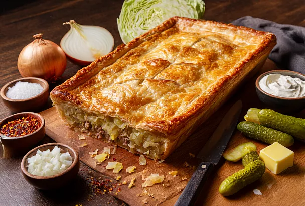 Натираю холодное масло в муку — и через час на столе огромный пирог с хрустящим тестом, как слоёное