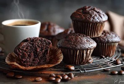 Шоколадно-кофейные кексы – влажные, тёмные как ночь, с ароматом свежесваренного эспрессо и горького шоколада
