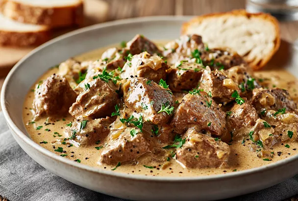 Печёнка в сметане: мягкая, сочная и готовится быстро и вкус радует всю семью