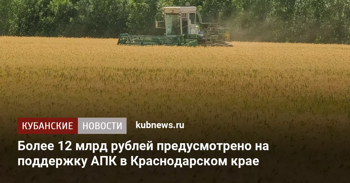 Более 12 млрд рублей предусмотрено на поддержку АПК в Краснодарском крае