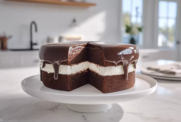 Шоколадный торт «Чоко Пай» — влажный бисквит, нежная начинка и зеркальная глазурь