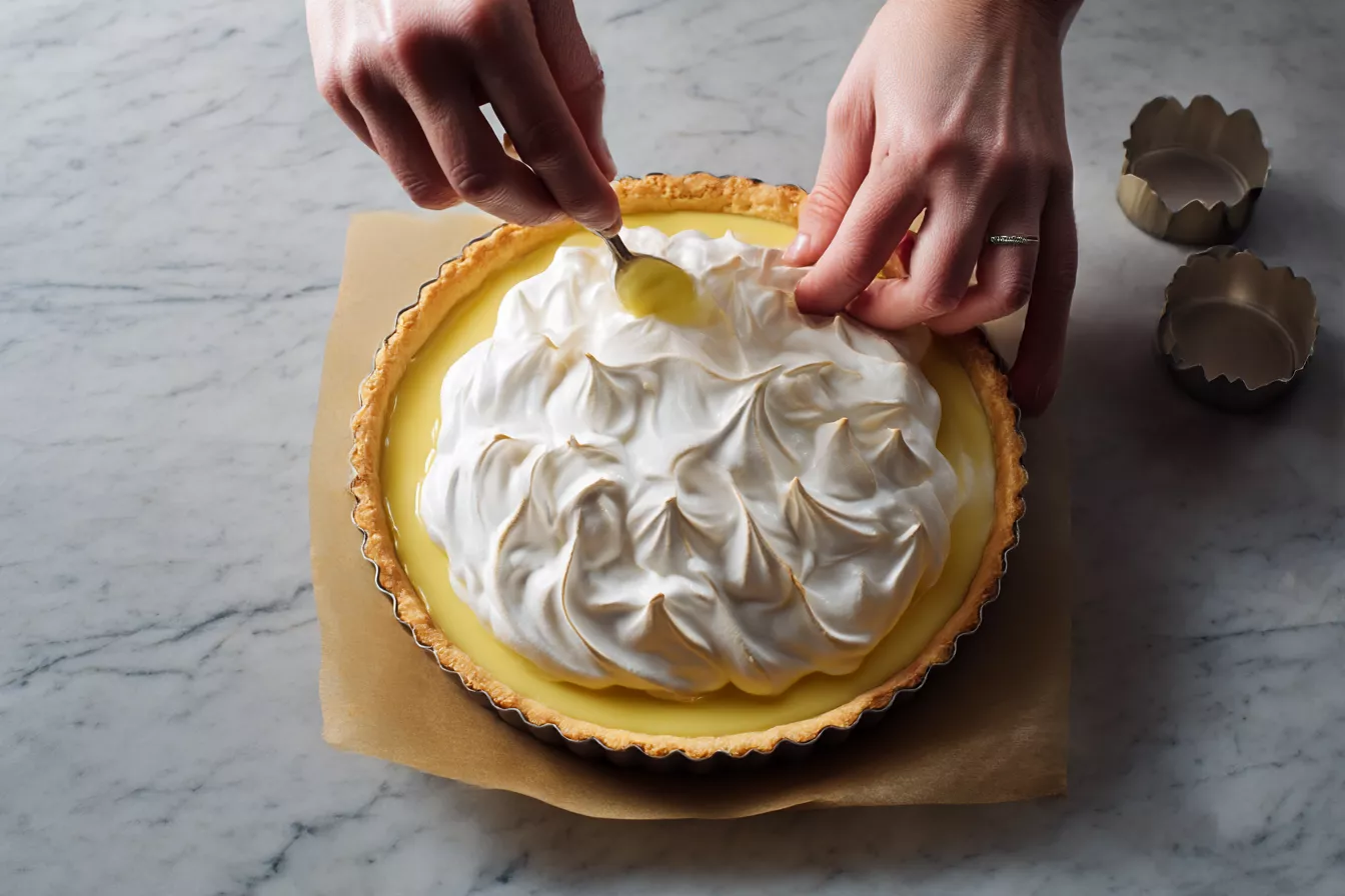 Песочный пирог с заварным кремом и белковой шапочкой