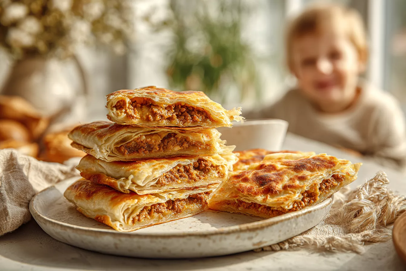 Гуштли катлама: слоёные лепёшки с мясом без дрожжей — очень простой рецепт