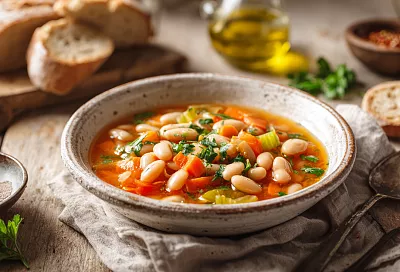 Греческий фасолевый суп: сытный и постный за 30 минут