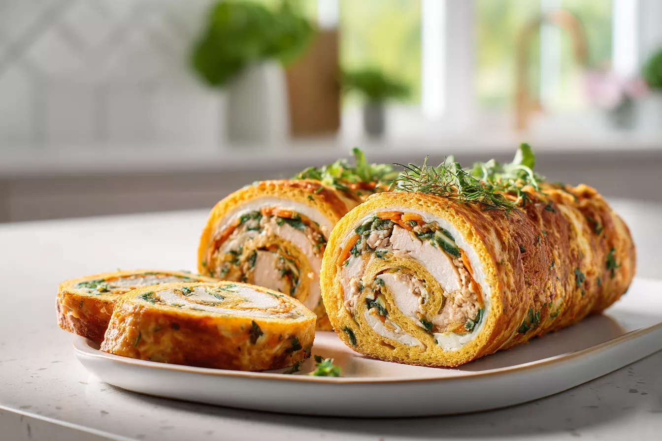 Готовлю сырный рулет с куриным фаршем и корейской морковью: эффектная закуска на праздничный стол