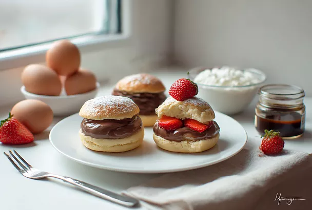 Воздушные пирожные без сахара и муки: «облачки» с шоколадным кремом