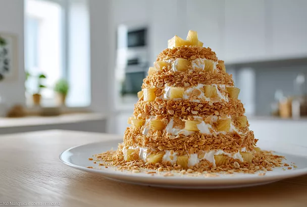 Необычный торт «Наполеон-Панчо» на Новый год: высокий десерт без выпечки коржей