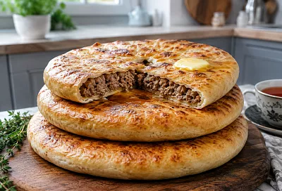 Беру фарш и лук, пеку осетинские пироги: тесто тонкое, а внутри сочная мясная начинка